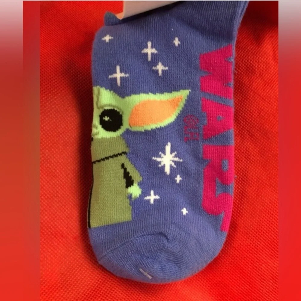 3pairs Gray‎ and Purple Star Wars The Mandalorian No Show Socks size 4-10 free